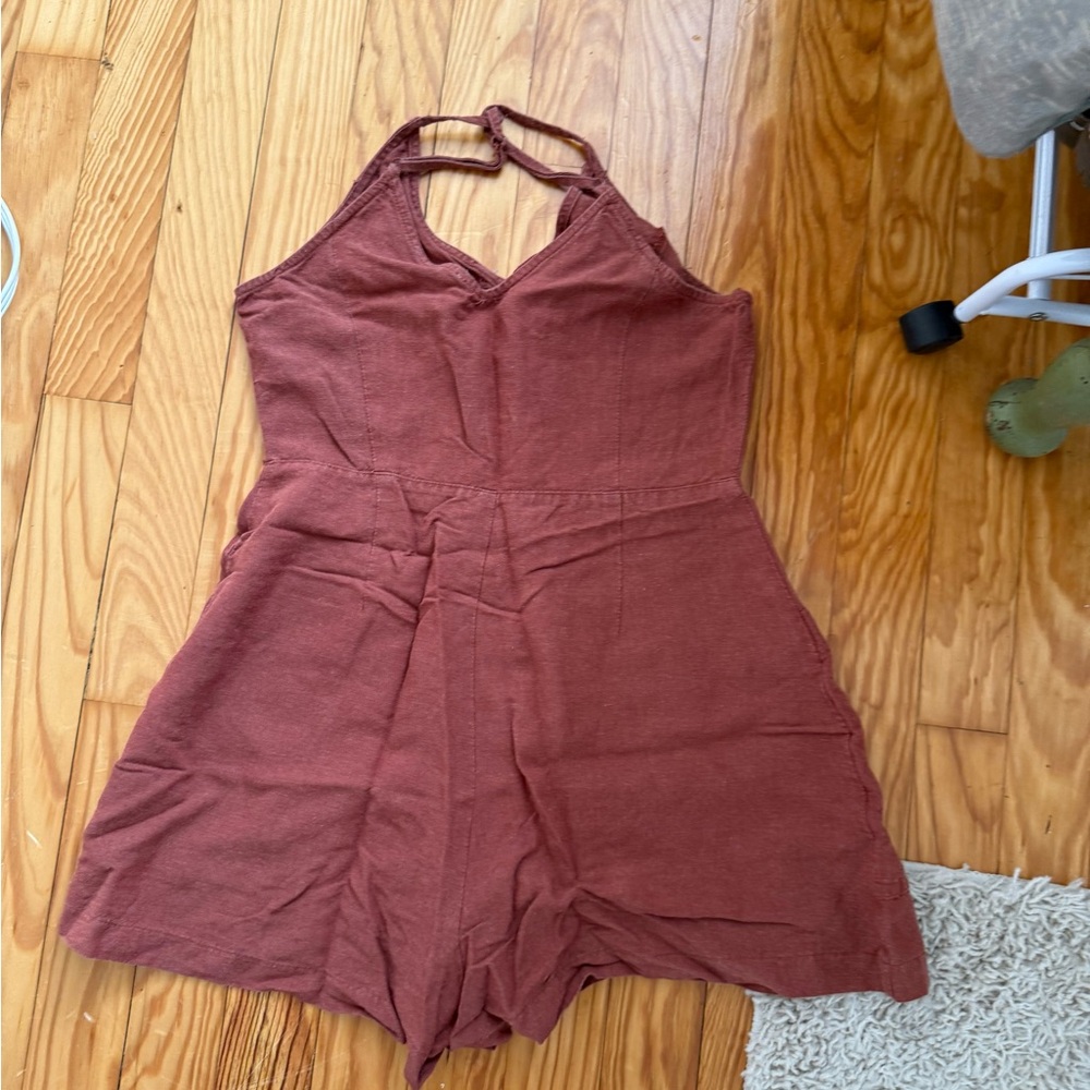 Rust Red Button down romper - Picture 4 of 4